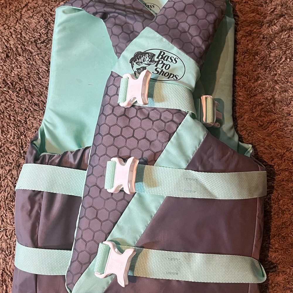 Bass Pro Shops Kids Life Vest - Aqua and Charcoal